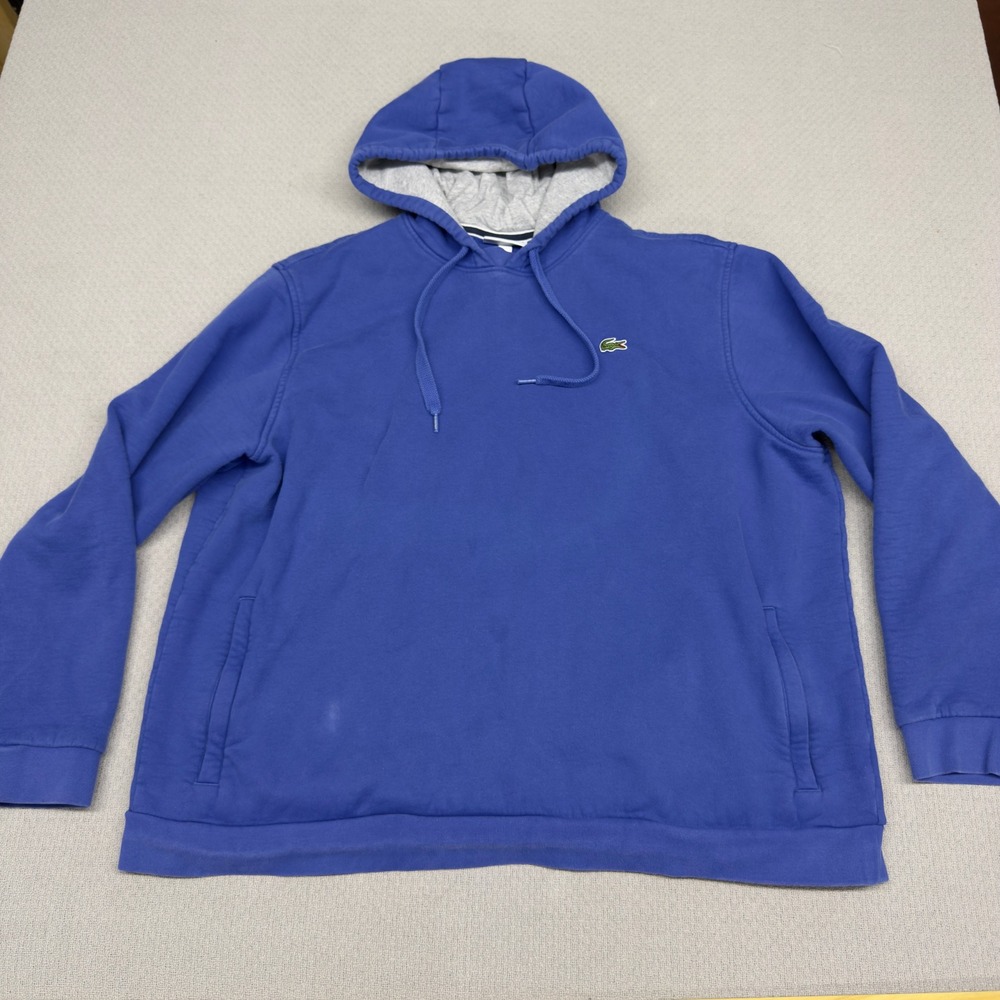 Lacoste Sport Hoodie Mens 4XL Blue Pullover Fleece Streetwear Sweatshirt Casual